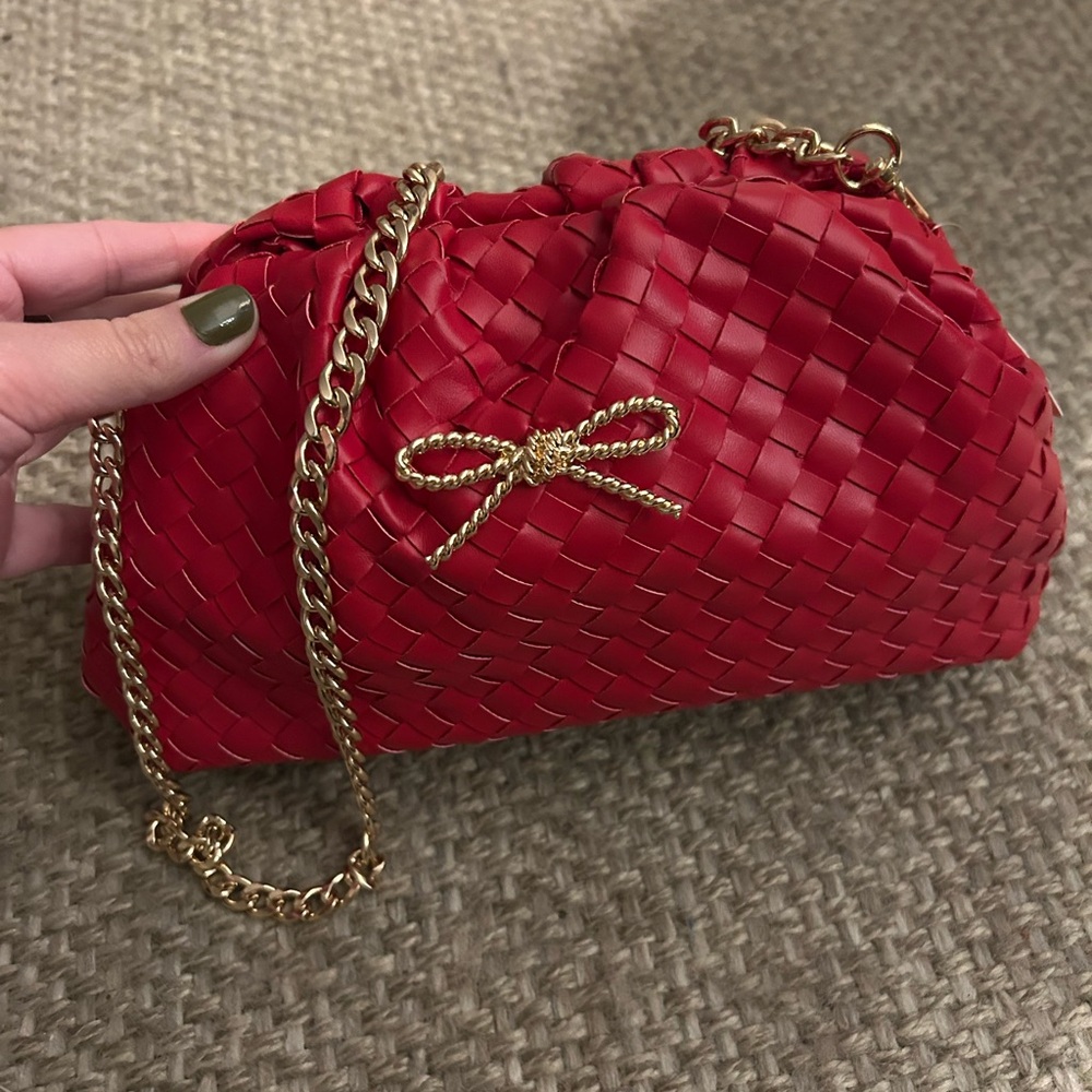 Anthropologie Frankie Mini Clutch: Woven Bow Edition, Red